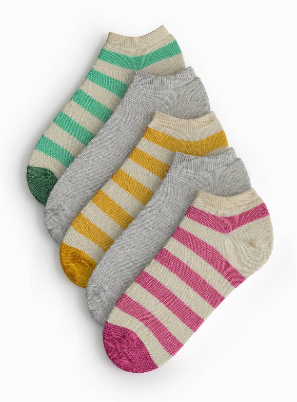 Pastel Stripe Trainer Socks 5 Pack 4-8 - Image 1 thumbnail